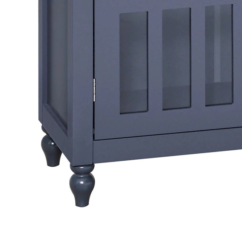 Minimalist Wooden Sideboard with Three Glass Cabinet Doors