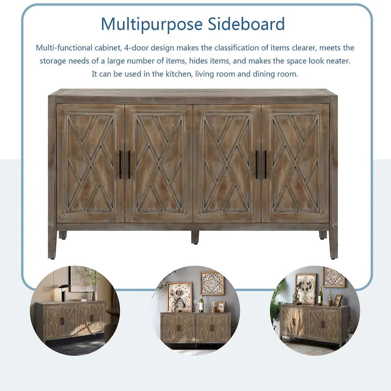 4 Door Wooden Sideboard Cabinet