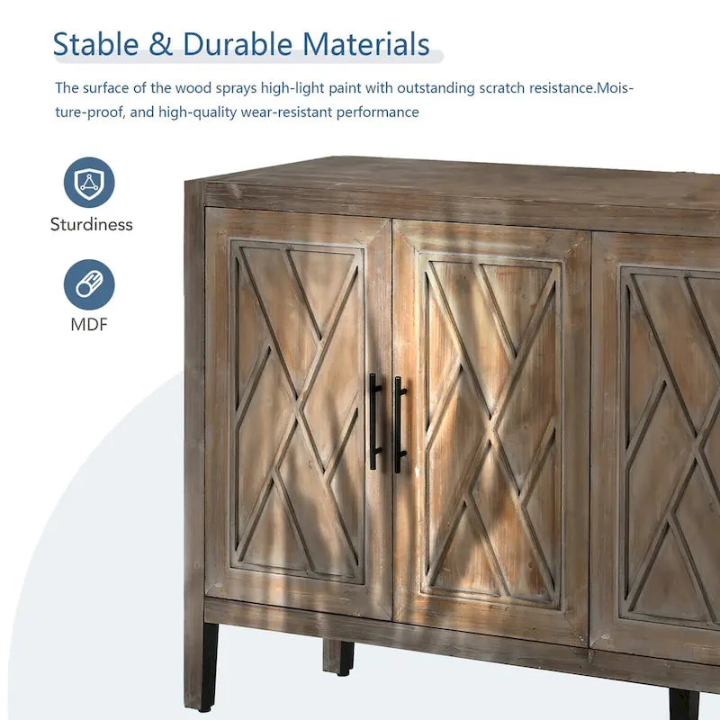 4 Door Wooden Sideboard Cabinet