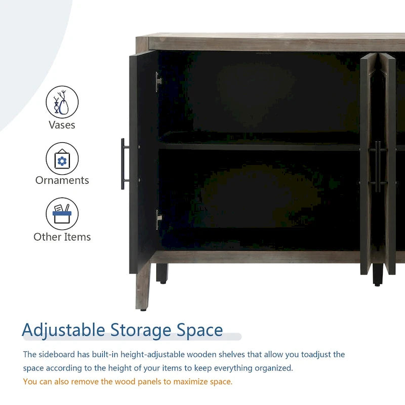 4 Door Wooden Sideboard Cabinet