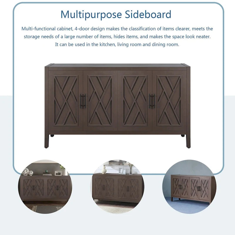 4 Door Wooden Sideboard Cabinet