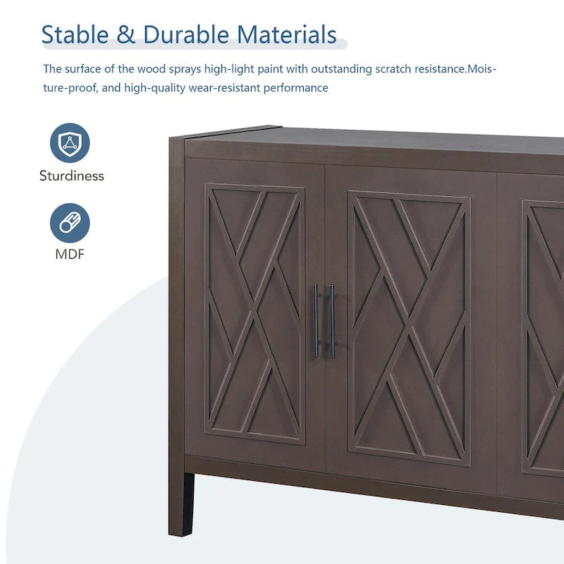 4 Door Wooden Sideboard Cabinet