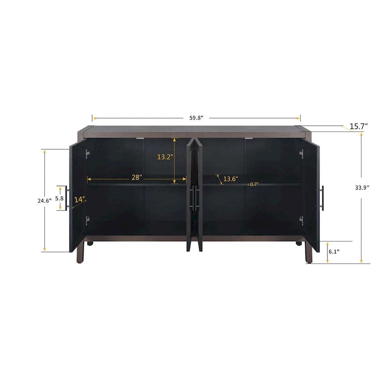 4 Door Wooden Sideboard Cabinet