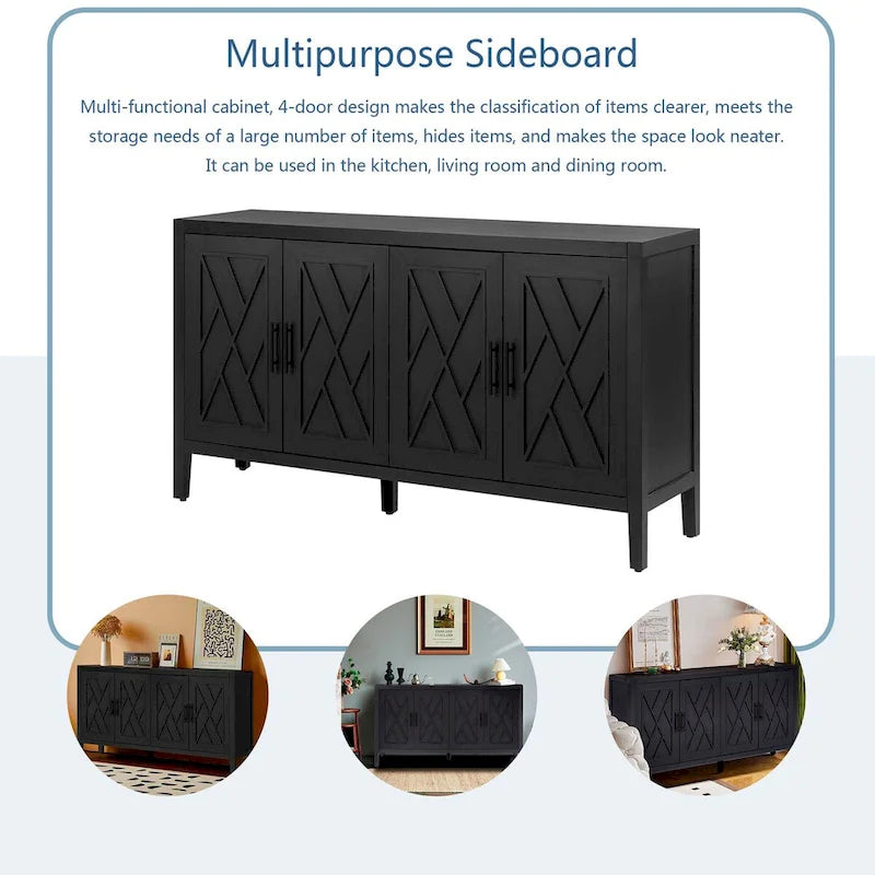 4 Door Wooden Sideboard Cabinet