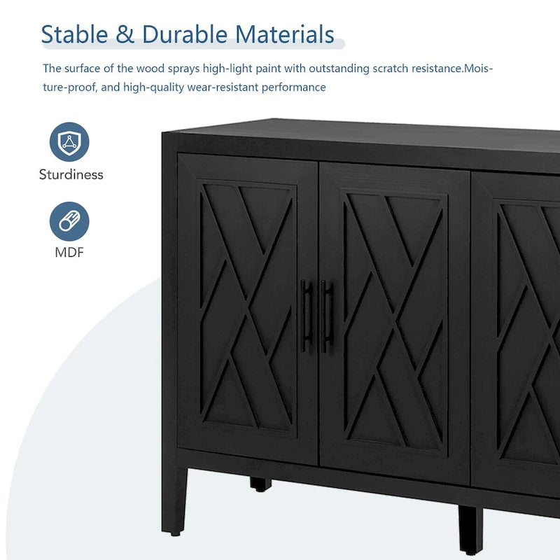 4 Door Wooden Sideboard Cabinet