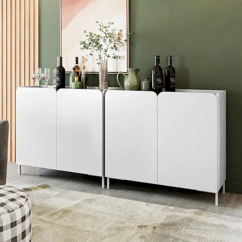 Mid-Century Modern Accent Cabinet Set of 2