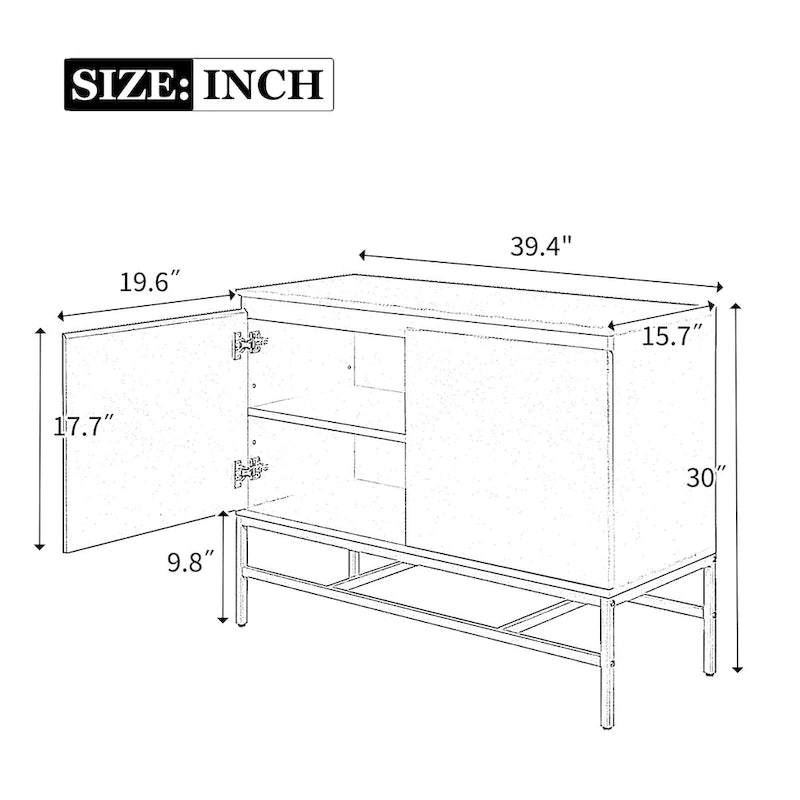 Two Door Sideboard with Gold Metal Legs for Living Room & Dining Room