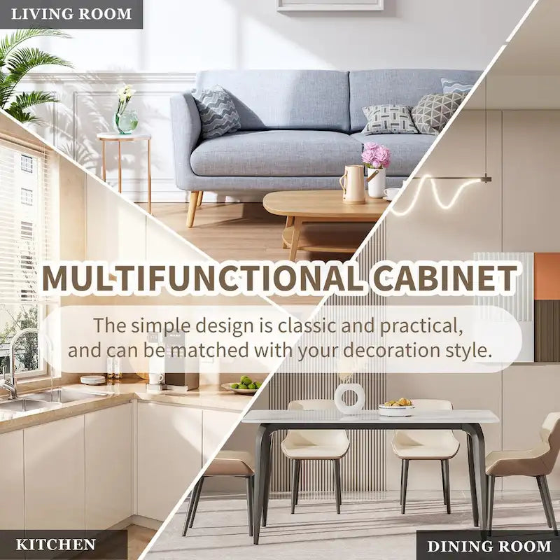 Two Door Sideboard with Gold Metal Legs for Living Room & Dining Room