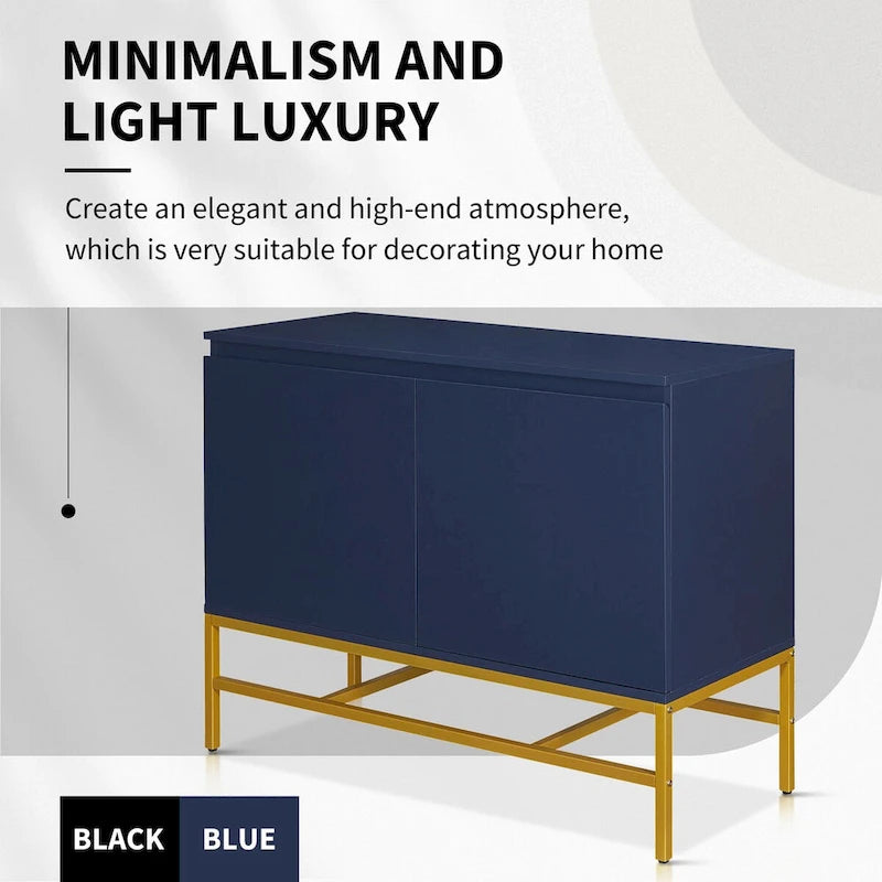 Two Door Sideboard with Gold Metal Legs for Living Room & Dining Room