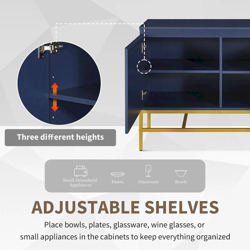 Two Door Sideboard with Gold Metal Legs for Living Room & Dining Room
