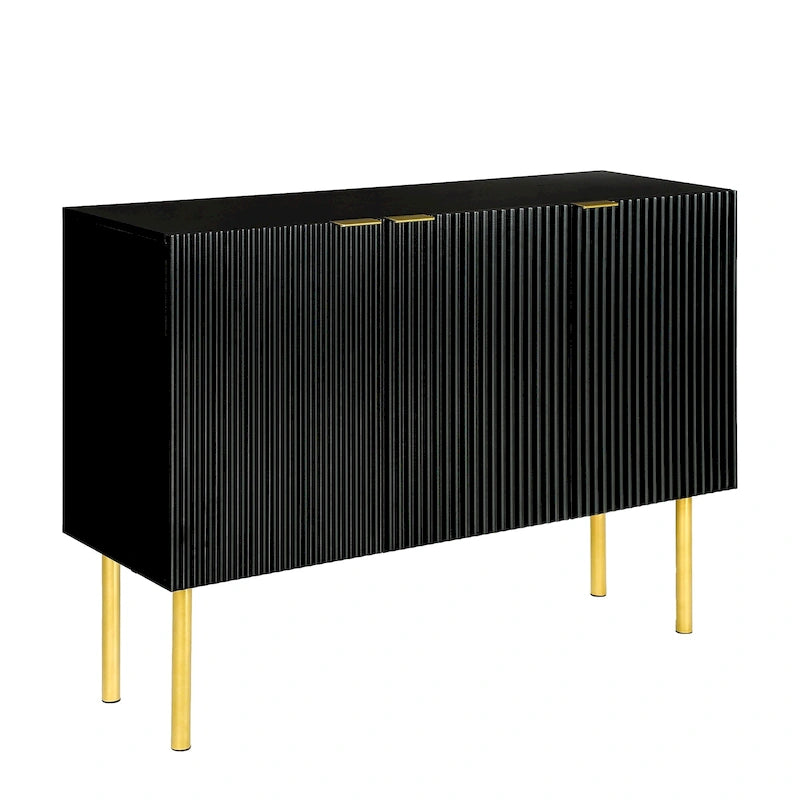 Sideboard Cabinet with Gold Metal Legs, Handles and Adjustable Shelves