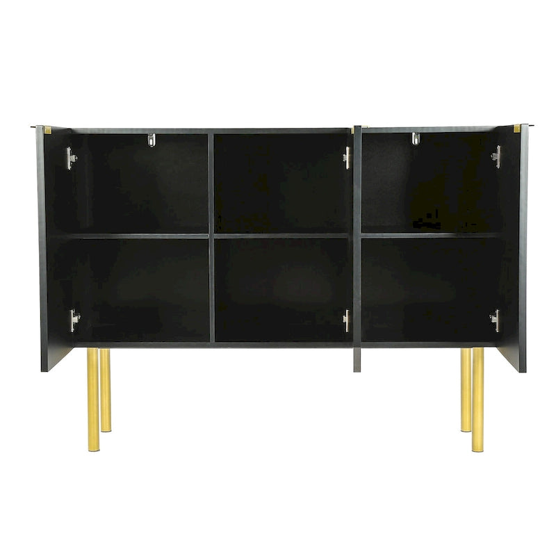 Sideboard Cabinet with Gold Metal Legs, Handles and Adjustable Shelves
