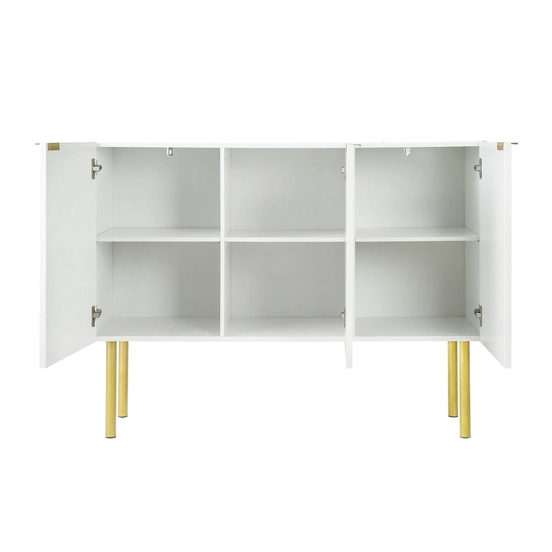 Sideboard Cabinet with Gold Metal Legs, Handles and Adjustable Shelves