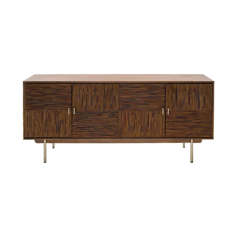 Walnut Acacia & Rattan 63" Wide Sideboard
