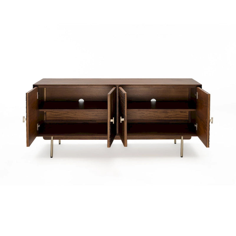 Walnut Acacia & Rattan 63" Wide Sideboard