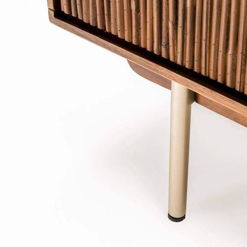Walnut Acacia & Rattan 63" Wide Sideboard