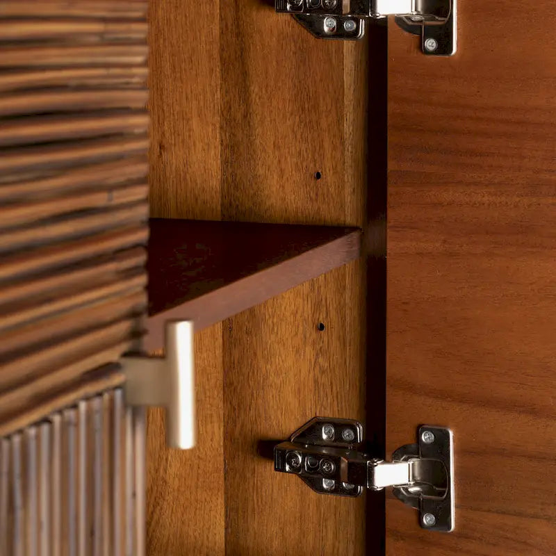 Walnut Acacia & Rattan 63" Wide Sideboard