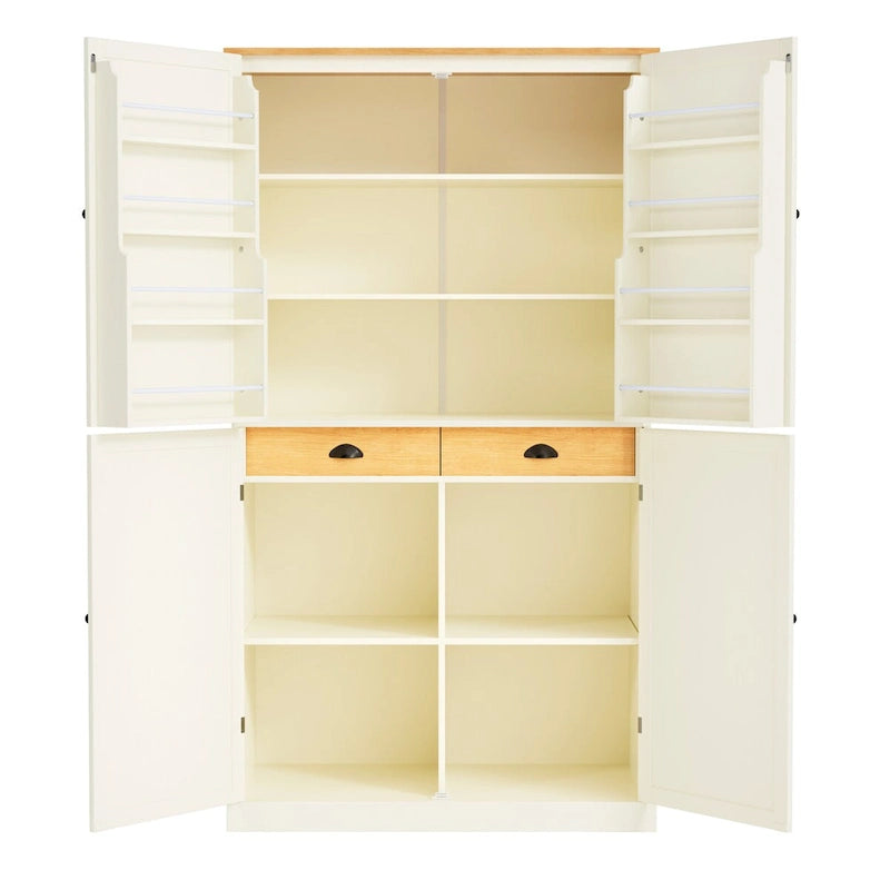 40.2x20x71.3 Inch Freestanding Kitchen Pantry Storage Cabinet with 2 Drawers & 8 Door Shelves