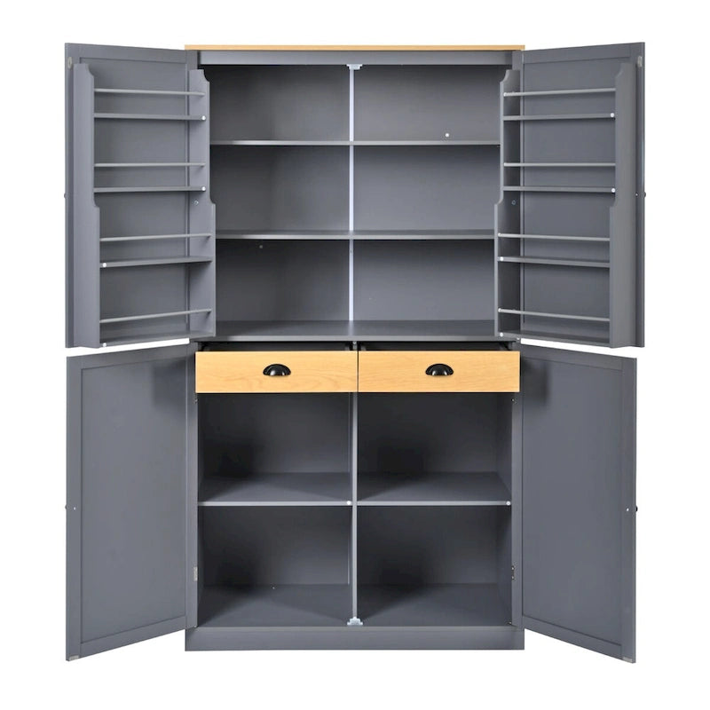 40.2x20x71.3 Inch Freestanding Kitchen Pantry Storage Cabinet with 2 Drawers & 8 Door Shelves