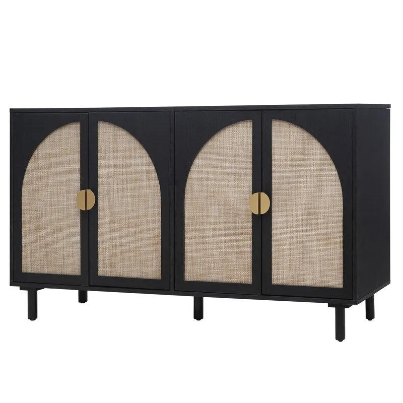 4-Door Rattan Storage Cabinet