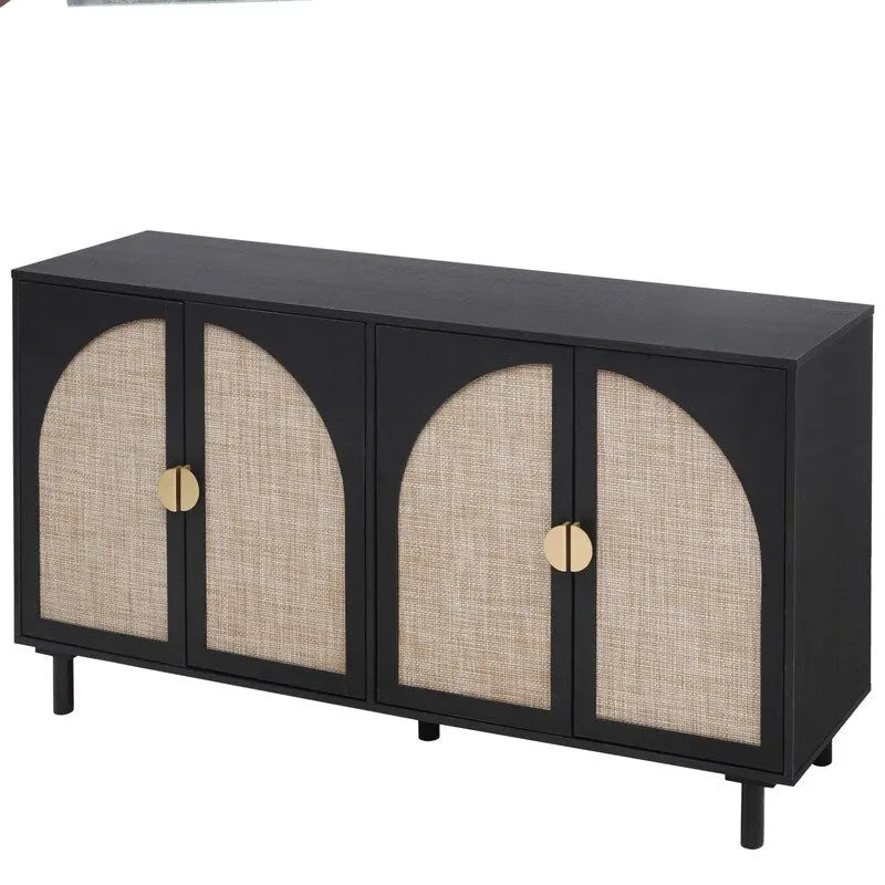 4-Door Rattan Storage Cabinet