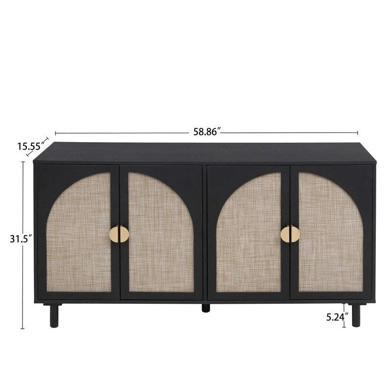 4-Door Rattan Storage Cabinet