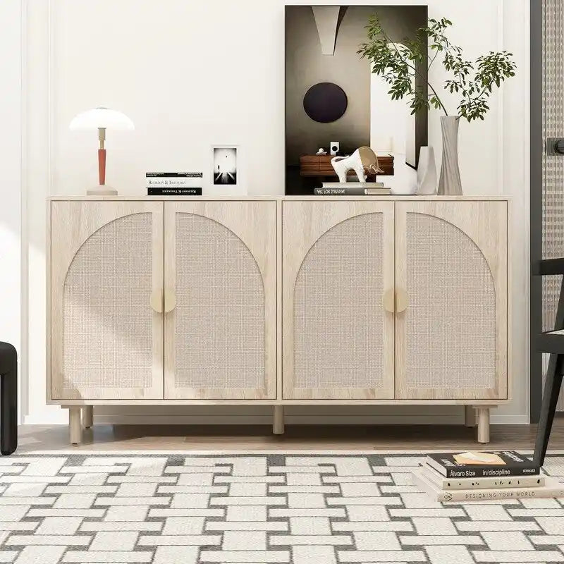 4-Door Rattan Storage Cabinet
