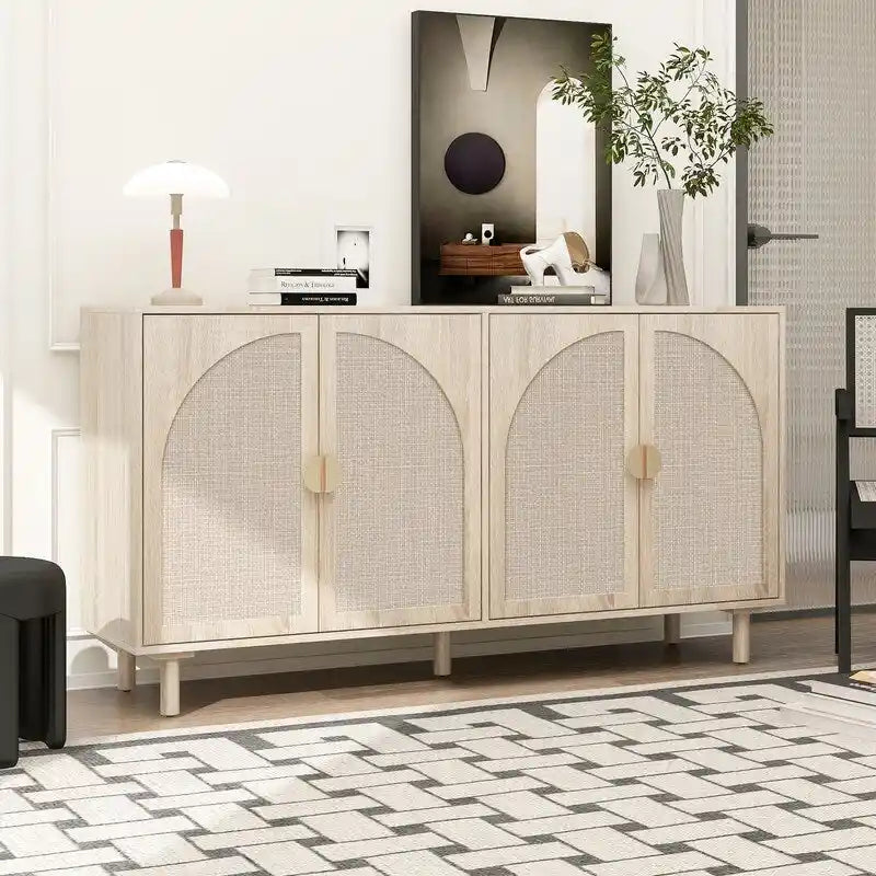 4-Door Rattan Storage Cabinet