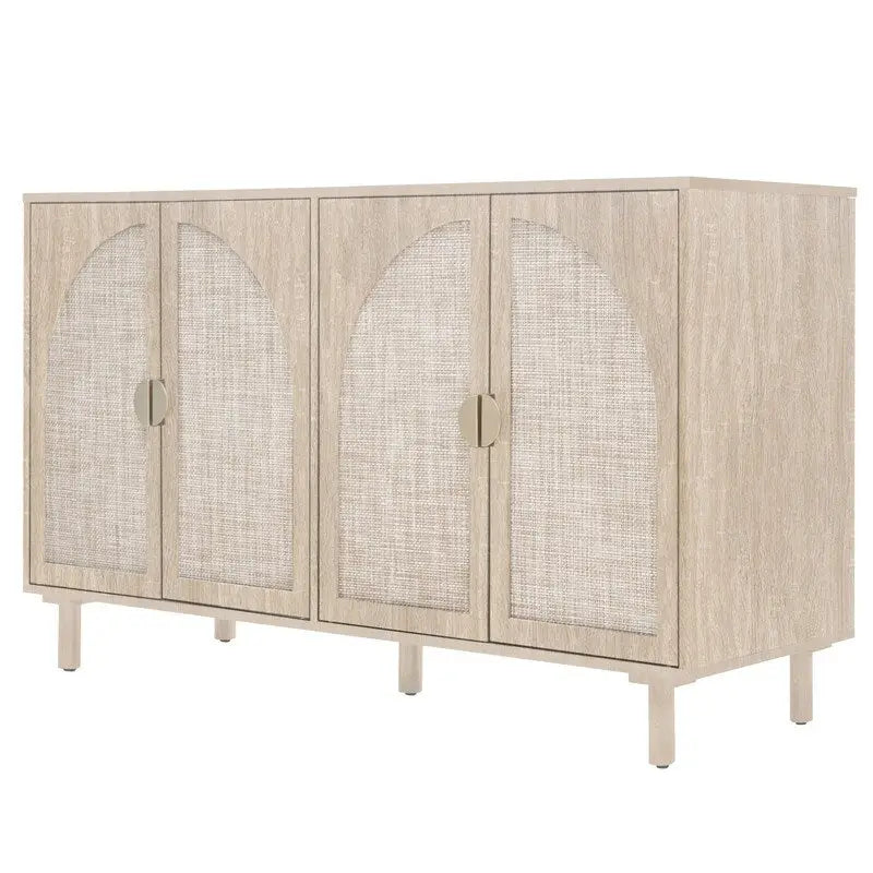 4-Door Rattan Storage Cabinet