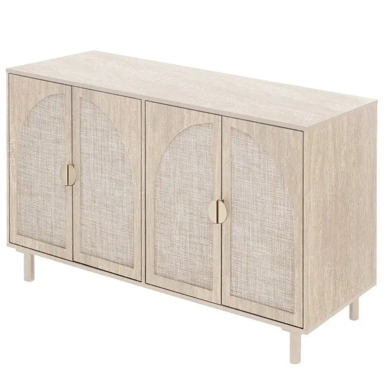 4-Door Rattan Storage Cabinet