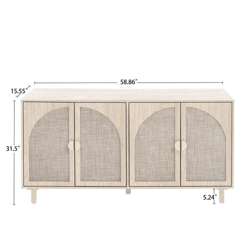 4-Door Rattan Storage Cabinet