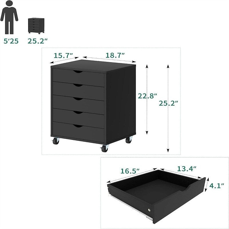5-Drawer Mobile Cabinet