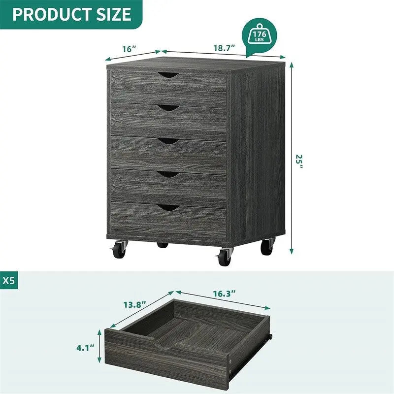 5-Drawer Mobile Cabinet