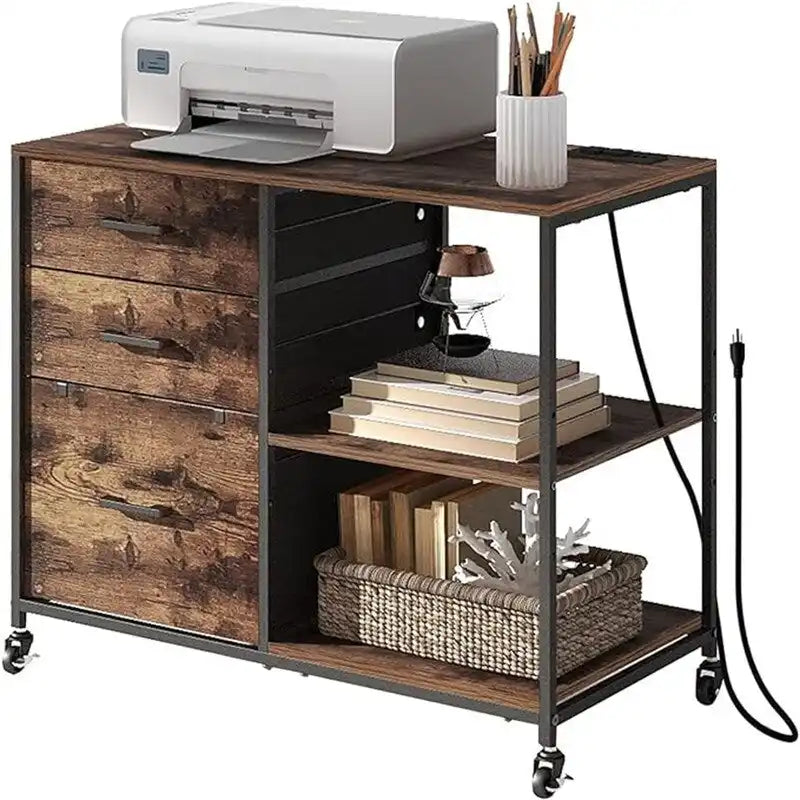 Lateral File Cabinet with Power Outlets - 15.75"D x 31.5"W x 26.37"H