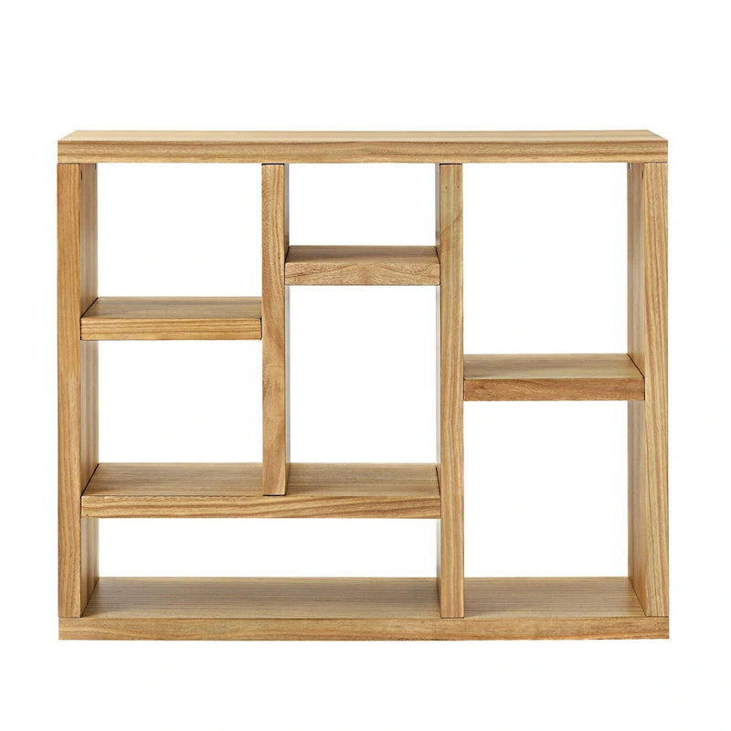 Open Shelf Bookcase with 7 Cube Storage Spaces, Freestanding Floor Standing Display Cabinet for Entryway