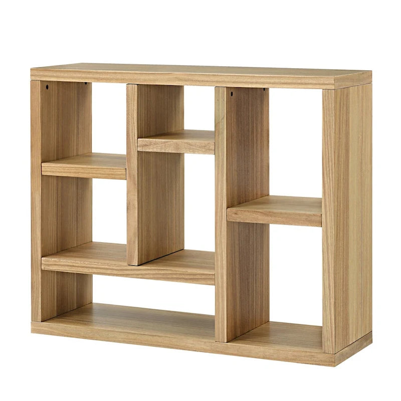 Open Shelf Bookcase with 7 Cube Storage Spaces, Freestanding Floor Standing Display Cabinet for Entryway