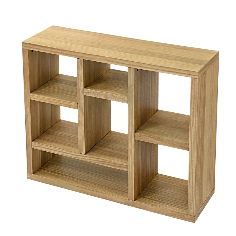 Open Shelf Bookcase with 7 Cube Storage Spaces, Freestanding Floor Standing Display Cabinet for Entryway