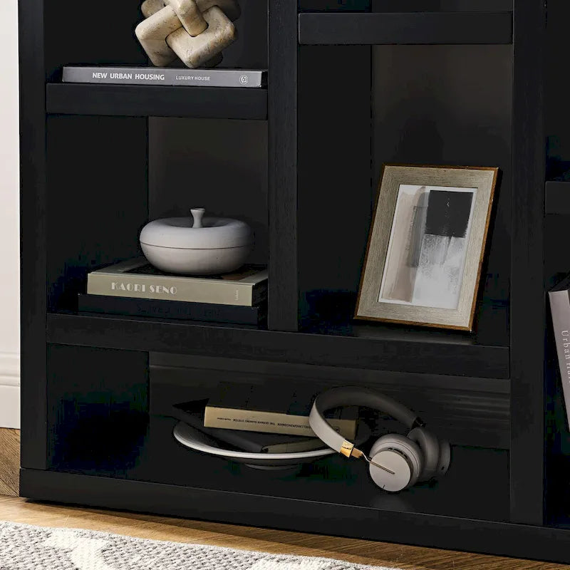 Open Shelf Bookcase with 7 Cube Storage Spaces, Freestanding Floor Standing Display Cabinet for Entryway