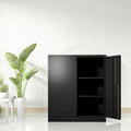 Metal Storage Cabinet with 2 Doors and 2 Shelves, Lockable Steel Cabinet for Office, Garage & Warehouse