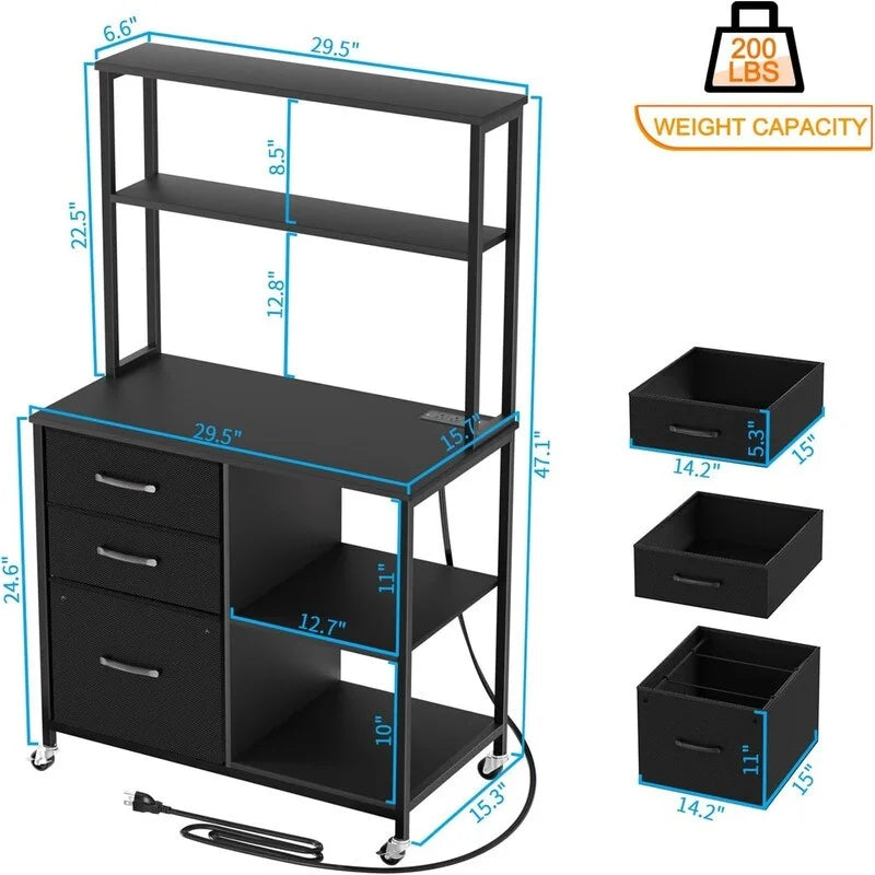 File Cabinet with 3 Drawers and Shelves