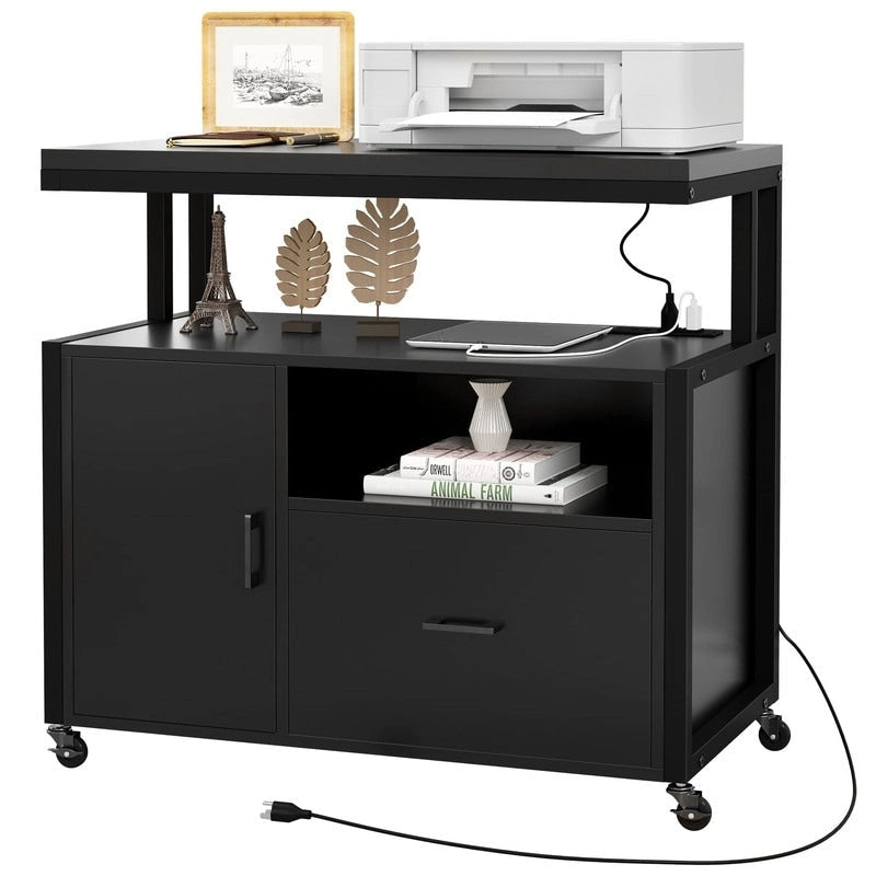 Rolling Filing Cabinet Cart - 15.7"D x 31.5"W x 29.9"H