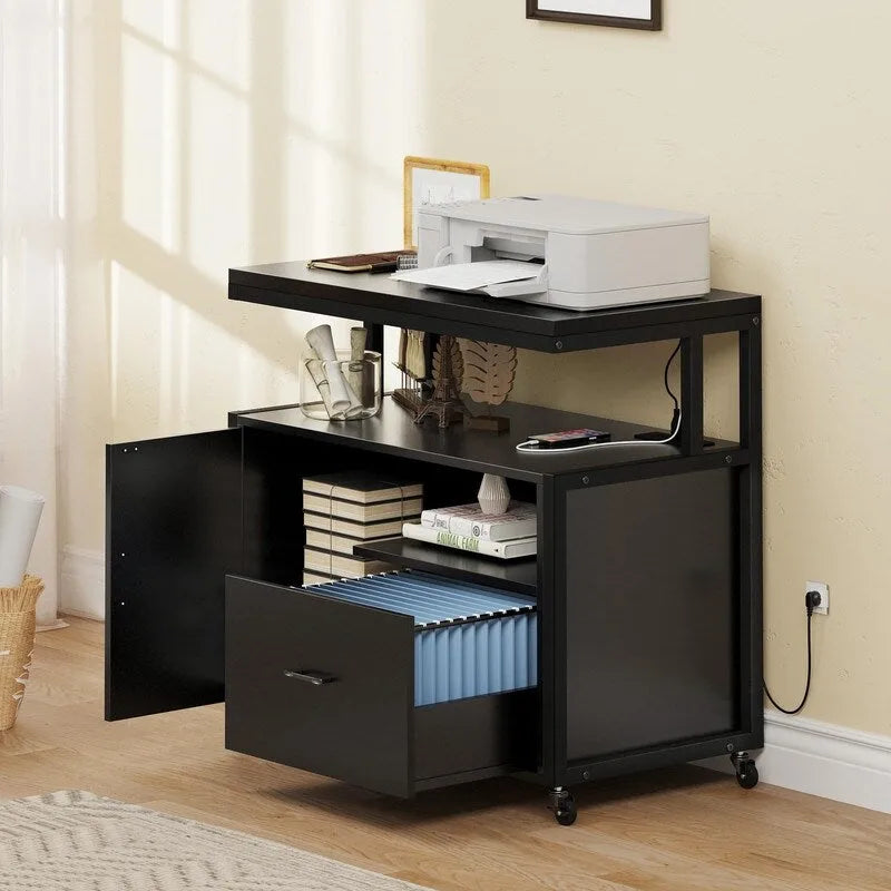 Rolling Filing Cabinet Cart - 15.7"D x 31.5"W x 29.9"H