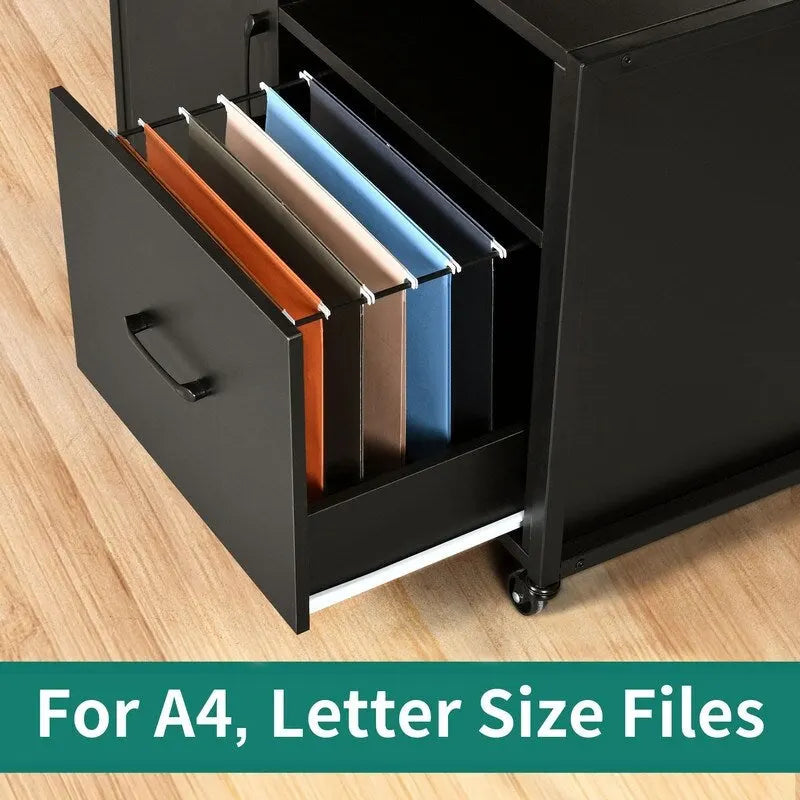 Rolling Filing Cabinet Cart - 15.7"D x 31.5"W x 29.9"H