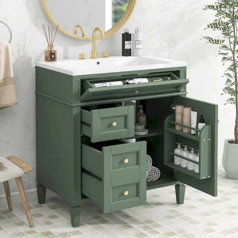 Bathroom Vanity with Top, Sink and Tip-Out Drawer