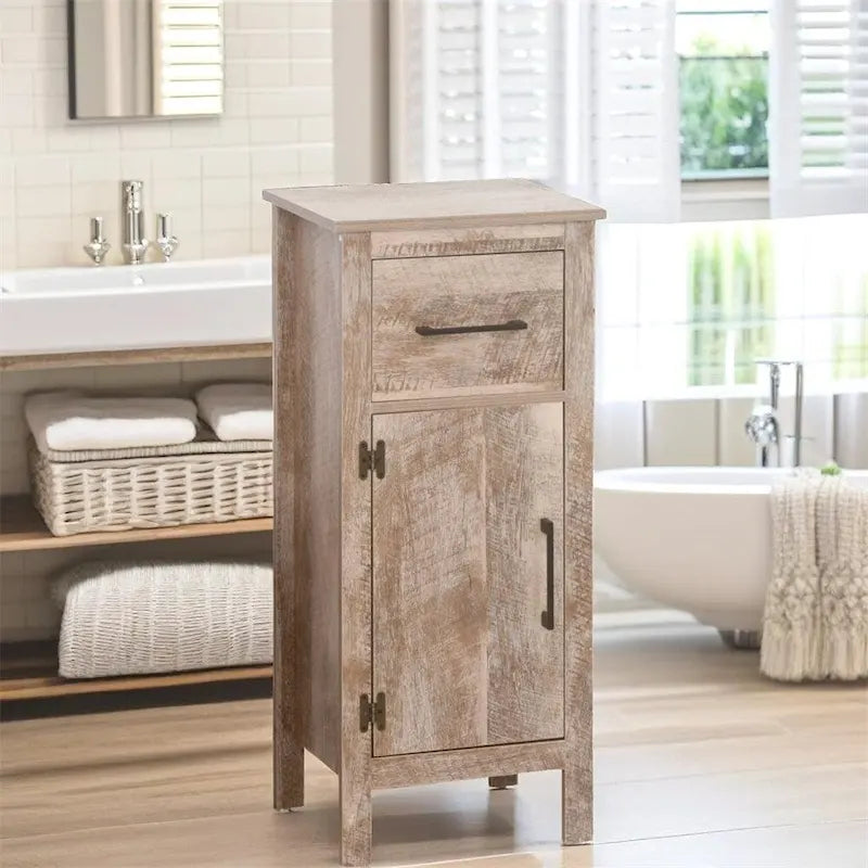Bathroom Cabinet Storage Cupboard with Drawer and Adjustable Shelf - N/A