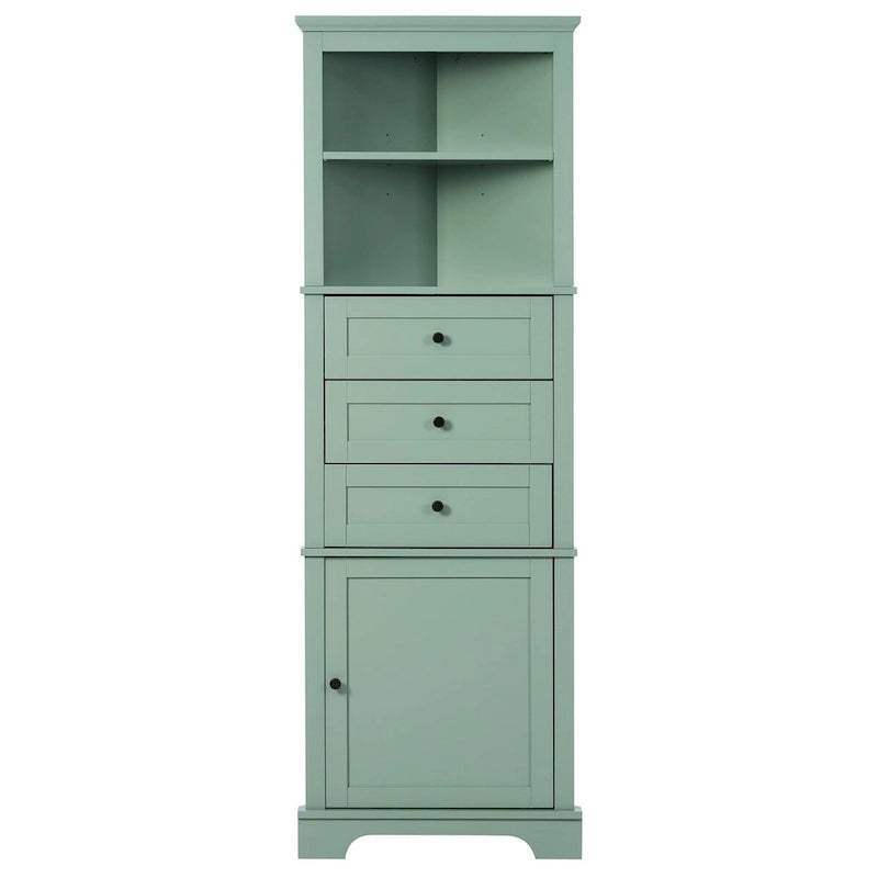 69" Tall Wood 1-Door Bathroom Cabinet in Green with Adjustable Shelf