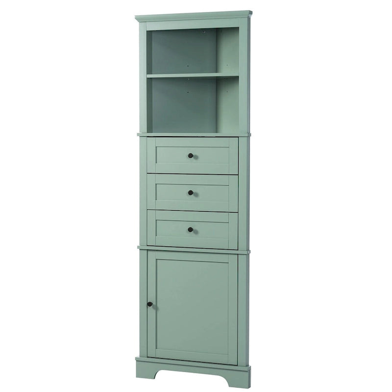 69" Tall Wood 1-Door Bathroom Cabinet in Green with Adjustable Shelf