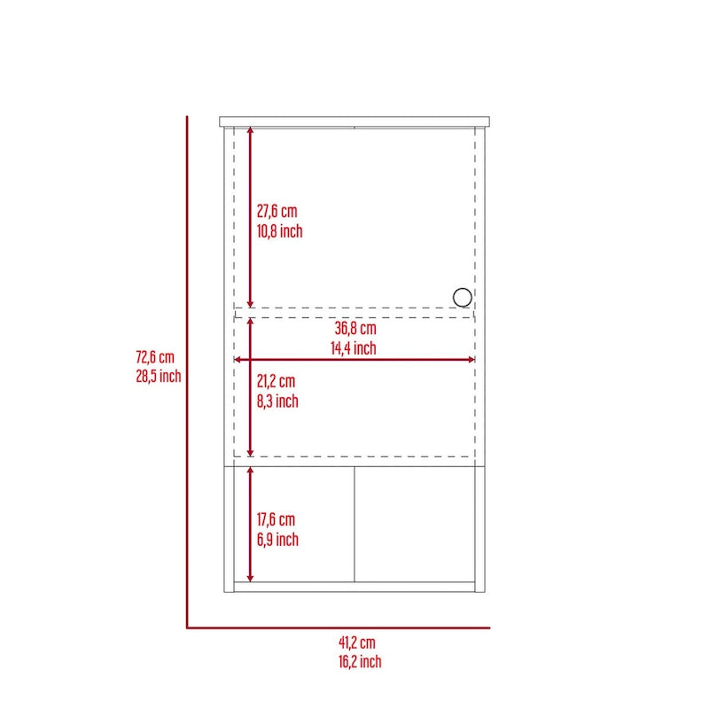 Medicine Cabinet with Two Internal Shelves, Light Oak / White Finish