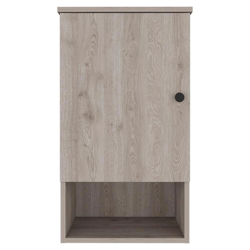 Medicine Cabinet with Two Internal Shelves, Light Oak / White Finish
