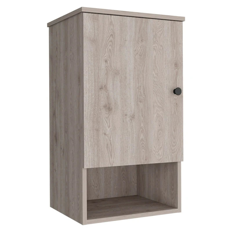 Medicine Cabinet with Two Internal Shelves, Light Oak / White Finish
